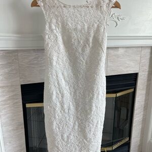 Calvin Klein White Sheath Wedding Dress